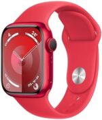 Apple Watch Series 9 [GPS 41mm] Smartwatch with (Product) RED Aluminium Case with (Product) RED Sport Band. Fitness Tracker, Blood Oxygen & ECG Apps, Water-Resistant - S/M