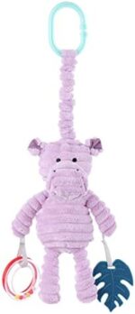 Apricot Lamb Baby Stroller or Car Seat Activity and Teething Toy, Features Plush Hippo Character, Gentle Rattle Sound & Soft Teether for baby, 8.5 Inches