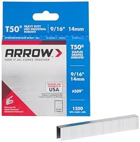 Arrow Fastener 50924 9/16-Inch Genuine T50 Staples, 1,250-Pack , Grey