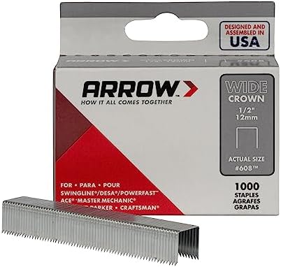 Arrow Fastener 608 1/2-Inch Wide Crown Swingline Heavy Duty Staples, 1,000-Pack