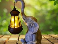 Attivolife Lucky Elephant Solar Statue Light for Garden Decor, Outdoor Waterproof Figurines Lamp, Art Patio Lawn Easter Balcon Yard Ornament - Beautifully Home for Women Mom