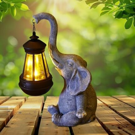 Attivolife Lucky Elephant Solar Statue Light for Garden Decor, Outdoor Waterproof Figurines Lamp, Art Patio Lawn Easter Balcon Yard Ornament - Beautifully Home for Women Mom