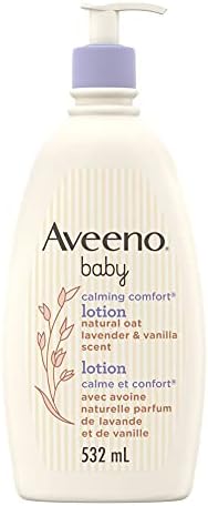 Aveeno Baby Calming Comfort Moisturizing Lotion with Relaxing Lavender & Vanilla Scents, Non-Greasy Baby Body Lotion, Natural Oatmeal & Dimethicone, Paraben- & Phthalate-Free, 532mL