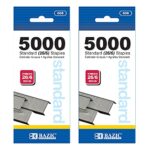 BAZIC Staples Standard (26/6) 5000/Pack, Stapler Refill Standard Size Staple, Silver Colors, 2-Pack