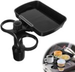 BEANPRECOY Car Cup Holder Expander, 360°Rotation Adjustable Base Car Cup Holder Expander Tray with Dual Cup Holder, Detachable Cup Holder Snack Tray, Universal Car Tray Table