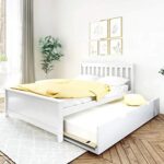 BEDSMART Full Size Bed with Pull-Out Trundle, Solid Wood, Space-Saving Design | White Finish