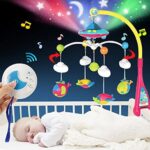 BOBXIN Baby Mobile for Crib, Crib Mobile with Projector and 108 Melodies Music, Crib Toys with Remote Control and Hanging Rattles Rotating,Toy for Newborn and Baby Boy Girl Sleep