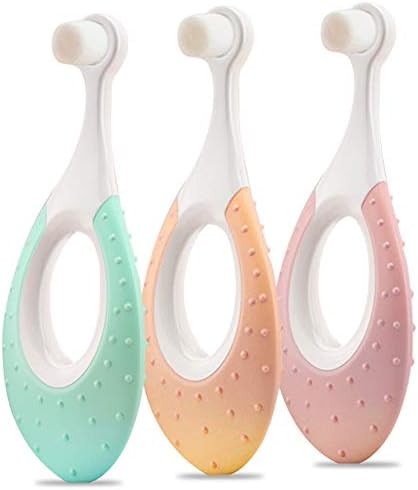 Baby Toothbrush & Toddler Toothbrush for Age 0-2 Years Old. Extra Soft Toothbrush with 10000 Soft Floss Bristle for Baby Gum Care, Dentist Recommended (3 Pack)