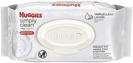 Baby Wipes, Huggies Simply Clean, Fragrance free, 1 Flip Top Pack, 64 Wipes