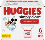 Baby Wipes, Huggies Simply Clean, UNSCENTED, Hypoallergenic, 6 Refill Packs, 1152 Count