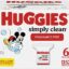 Baby Wipes, Huggies Simply Clean, UNSCENTED, Hypoallergenic, 6 Refill Packs, 1152 Count