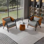 Backrest Chair Sets, Conference Table, Office Table and Chair Set, Reception Negotiation Table, Space-Saving Furniture, Business Reception and Negotiation Table(Orange)