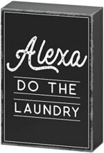 Barnyard Designs 'Alexa Do The Laundry' Wooden Box Sign, Funny Signs, Primitive Decor Office Desk Decorations for Women Office, Work, Bathroom Shelf Decor, Funny Office Decor Humor, 15 x 10cm