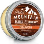 Beard Balm - Rocky Mountain Barber - 100% Natural - Premium Wax Blend with Cedarwood Scent, Nutrient Rich Bees Wax, Jojoba, Tea Tree, Coconut Oil