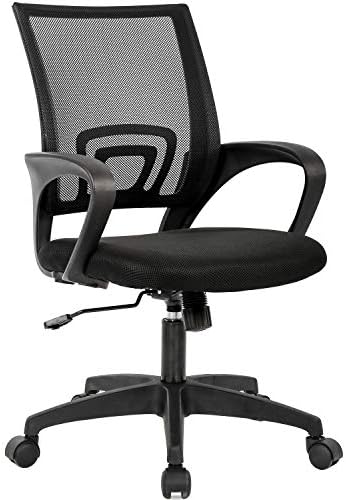 BestOffice Home Office Chair Ergonomic Desk Chair Mesh Computer Chair with Lumbar Support Armrest Executive Rolling Swivel Adjustable Mid Back Task Chair for Women Adults, Black (Black)