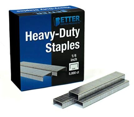 Better Office Products 5,000 Count Heavy Duty Staples, 23/6, 1/4-inch Staples, Chisel Point Tips, High Capacity