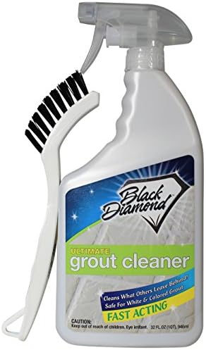 Black Diamond Ultimate Grout Cleaner: Best Cleaner for Tile,Ceramic,Porcelain, Marble Acid-Free Safe Deep Cleaner & Stain Remover for Even The Dirtiest Grout. (1-Quart/1-Brush)