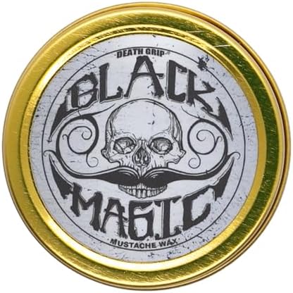 Black Mustache Wax | Black Magic Death Grip Moustache Wax | Hide Grey Hair In Beard Or Moustache | Extra Strong Hold Mustache Wax Unscented | 1 oz Tin Heat Source Required