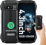 Blackview N6000 Mini Rugged Smartphone Unlocked Canada, 4.3 inch Small Unlocked Cell Phone, 16GB+256GB Android 13 Phones, 4G Dual SIM, 48MP Camera, IP68 Waterproof Cell Phones, 18W Fast Charge, NFC