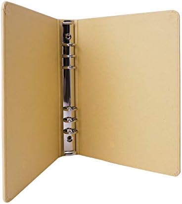 Blank A5 Kraft Paper Hardcover 6-Holes Round Ring Binder Protector for Notebook Diary Journal,School Office Stationery Supplies Loose Leaf Binder Folder File Cover Organizer Planner