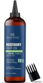 Botanic Hearth 100% Pure Rosemary Oil For Hair Growth Infused With Biotin (6.7 fl oz) | Hair strengthening Treatment | Nourishing & Volumizing | With Jojoba Oil & Castor Oil | Non GMO Verified