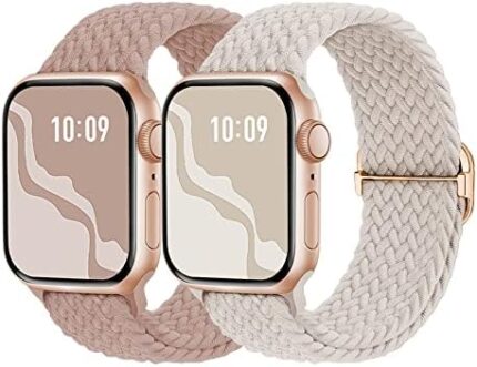 Braided Solo Loop Compatible with Apple Watch Band 38mm 40mm 41mm 42mm 44mm 45mm 49mm, Adjustable Stretchy Elastic Straps Women Men for iWatch Ultra 2, Ultra, Series SE 9 8 7 6 5 4 3 2 1