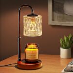 Briever Dimmable Candle Warmer Lamp with Timer, Height Adjustable Electric Candle Wax Warmer for All Size Jar Candles, Top-Down Light Heat Melting Wax with 2 Bulbs & Walnut Wooden Base for Home Decor