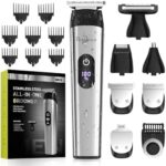 Brightup Beard Trimmer for Men, Mens Grooming Kit with 2000mA Cordless 4 Hours Running Hair Clippers, IPX7 Waterproof Electric Razor, Mustache, Face, Balls, Nose, Ear, Body Shavers - Gifts for Men