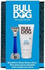 Bulldog Sensitive Skin Glass Razor With Razor Stand, and Sensitive Skin Shaving Gel 175ml, 1 count