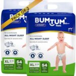 Bumtum Baby Diaper Pants, XL Size, 108 Count, Double Layer Leakage Protection Infused With Aloe Vera, Cottony Soft High Absorb Technology (Pack of 2)