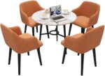 Business Dining Table Set Space-Saving Furniture, Home Table and Chairs Kitchen Dining Table Set Furniture Combination Sets Office Reception Room Lounge Area Coffee Shop Hotel (Color : Orange) (Orang