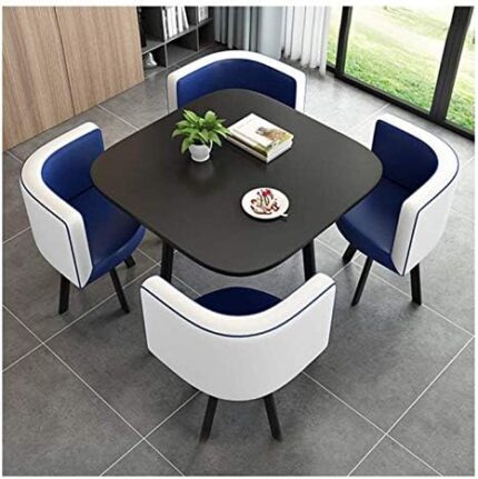 Business Dining Table Set Space-Saving Furniture, Modern Design Dining Table and Chair Set 4 Kitchen Furniture Living Room Apartment Bedroom Study Creative Display Round Table (Color : White+Yellow