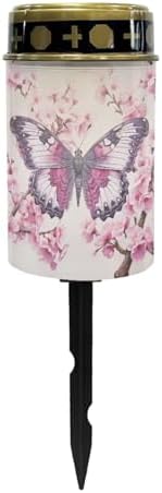 Butterfly Solar Lights Outdoor Solar Garden Lights Solar Lights for Outside Yard Path Walkway Grave Solar Light Cemetery Decoration Pink for Women