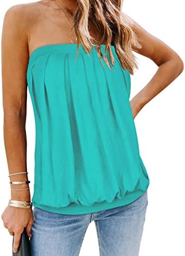 CHICALLURE Women's Tube Tops Summer Strapless Tank Blouse Casual Loose Sleeveless Tunic Shirt