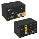 CKL 2 Port USB 3.0 KVM Switch Quad Monitor HDMI 2.1 8K 60Hz 4K 120Hz 144Hz, Keyboard Video Mouse Peripherals Switcher for 2 Computers 4 Monitors with Cables and Audio