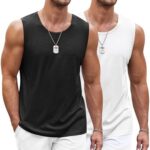 COOFANDY Casual Tank Top for Men 2 Pack Workout Gym Sleeveless Muscle Tank Shirts Bodybuilding Tee