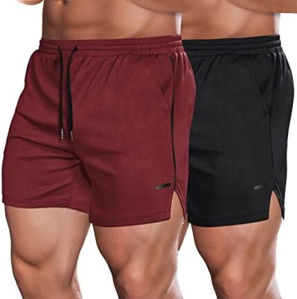 COOFANDY Men's 2 Pack Gym Workout Shorts Mesh Lightweight Bodybuilding Pants Training Running Sports Jogger with Pockets