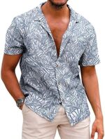 COOFANDY Mens Beach Shirts Hawaiian Floral Shirts Front Pocket Casual Summer Cotton Tops