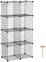 C&AHOME Wire Storage Cubes, Metal Grids Bookshelf, Modular Shelving Units, Stackable Bookcase, 8 Cubes Closet Organizer Black