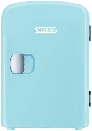 Chefman - Iceman Mini Fridge, 4 Liter/6 Can, Portable, Provides Compact Storage For Skincare, Snacks, Beverages and More, Cooler and Warmer Personal Fridge, Home/Car/Bedroom, Blue