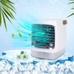 Chiller Well Portable Air Conditioners, 2.0 Portable AC, Evaporative Air Cooler Cooling Fans, Personal Air Conditioner with 3 Speed 7 LED Light for Bedroom Home Office (White)