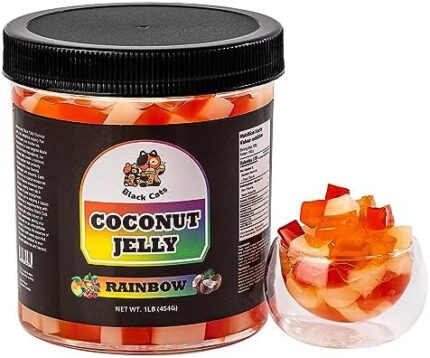 Coconut Fruit Jelly Topping | Rainbow Flavour | 1LB (454g) | Fruit Dessert for Bubble Tea, Drinks, Desserts, Smoothies, and Snacks | Boba Tea Tapioca Pearl Mix Kit