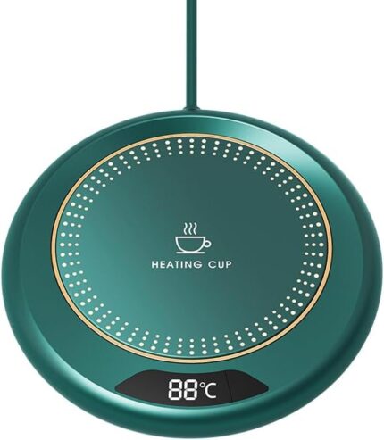 Coffee Cup Warmer for Desk, Constant Temperature Heating Coaster, for Desk with 3 Temperature Settings,Office Desk Accessories Home Kitchen Appliances Gadgets, Birthday Gifts for Women Men(Green)