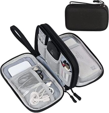 Colacoo Electronic Organizer, Travel Cable Organizer Pouch, Portable Waterproof Double Layer Electronic Accessories Carry Case Storage Bag for Cord, Charger, Phone, Earphones - Large Black