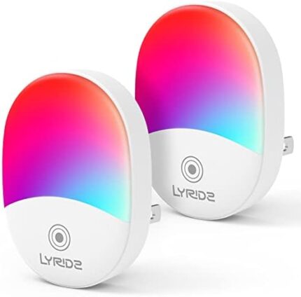 Color Changing Night Light-LYRIDZ RGB Night Light for Kids LED Night Light Plug in with Dusk-to-Dawn Light Sensor, Foldable Plug, Ideal for Bedroom, Bathroom, Basement, Home Décor, Compact, 2 Pack