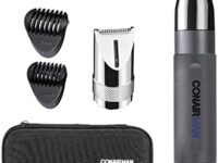 ConairMan Nose Hair Trimmer for Men, For Nose, Ear, and Eyebrows, Patent 360 Bevel Blade for No Pull, No Snag Trimming Experience, Cordless Trimmer 5 piece Set with Professional Metal Handle