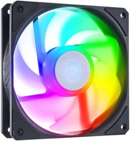 Cooler Master SickleFlow 120 ARGB Reverse Edition Square Frame Fan, Reverse Fan Blade, Individually Customizable LEDs, Air Balance Blade, Luminescent Lights, PWM Control for Case & Liquid Radiator