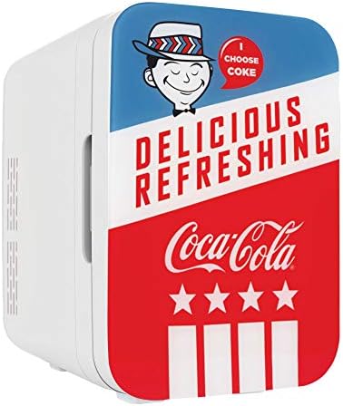 Cooluli Retro Coca-Cola Mini Fridge for Bedroom - Car, Office Desk & College Dorm Room - 10L/12 Can Small Refrigerator - AC/DC 12V Portable Cooler & Warmer for Food, Drinks & Skincare (Coke, Vintage)