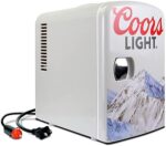 Coors Light 6 Can Mini Fridge, 4 L (4.2 qt) Portable Thermoelectric Cooler, Gray, for Beer, Snacks, Lunch, Drinks, Skincare, Cosmetics, Unique Desk Accessory for Home, Office, Bar, Dorm