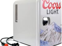 Coors Light 6 Can Mini Fridge, 4 L (4.2 qt) Portable Thermoelectric Cooler, Gray, for Beer, Snacks, Lunch, Drinks, Skincare, Cosmetics, Unique Desk Accessory for Home, Office, Bar, Dorm